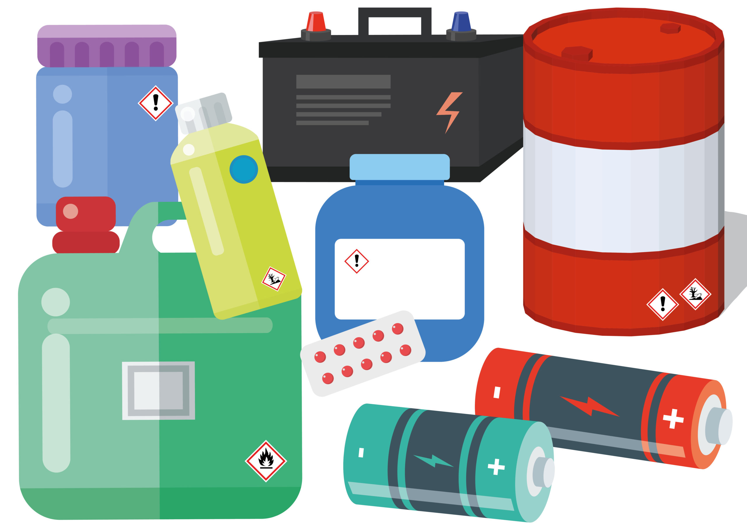 Vaarallista jätettä: auton akku, bensiini, paristot, lääkkeet, moottoriöljy